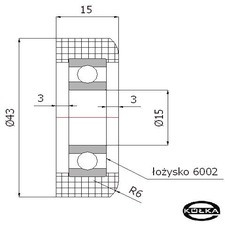 Rolka tworzywowa fi. 43mm do bram        R-43/15