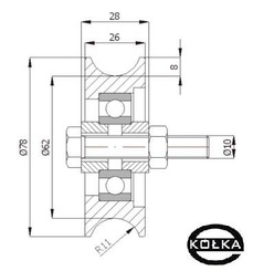 Rolka jezdna 79mm do bram szynowych na rure 1/2cala RJR-79-26