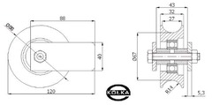 Rolka jezdna 89mm do bram szynowych na rure 3/4cala RJRM-89-32