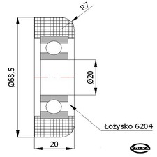 Rolka tworzywowa fi. 68,5mm do bram               R-68,5