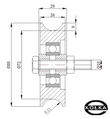 Rolka jezdna 89mm do bram szynowych na rure 1/2 cala RJR-89-26