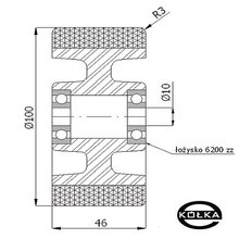 Koo aluminiowo-poliuretanowe fi.100mm   A10P