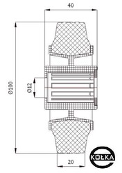 Koo tworzywowo-gumowe fi. 100mm, o. nierdzewne 10TSX