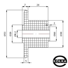 Rolki tworzywowe z konierzem fi.53mm            T53/30