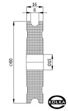 Rolka fi.80mm tworzywowa profilowana bez oyska       C80/6/15