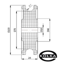 Rolka fi.100mm tworzywowa profilowana bez oyska  C100/12