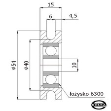 Rolka metalowa fi. 54mm o. kulkowe         CM54/6