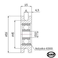 Rolka metalowa fi. 59mm o. kulkowe     CM59/6