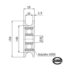 Rolka metalowa fi. 54mm o. kulkowe        CM54/10