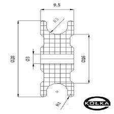 Rolka fi.28mm tworzywowa profilowana bez oyska       C28/6/3