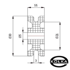 Rolka fi.30mm tworzywowa profilowana bez oyska       C30/4