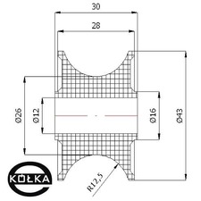 Rolka fi.44mm tworzywowa profilowana bez oyska      C44/25 