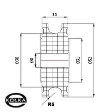 Rolka fi.52mm tworzywowa profilowana bez oyska      C52/10/8