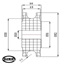 Rolka fi.52mm tworzywowa profilowana bez oyska   C52/8 