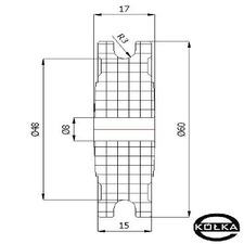 Rolka fi.60mm tworzywowa profilowana bez oyska       C60/6/8