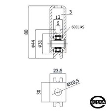 Rolka metalowa z mocowaniem fi. 44mm o. kulkowe    CMM44/6