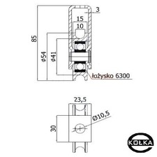 Rolka metalowa z mocowaniem fi. 54mm o. kulkowe     CMM54/10