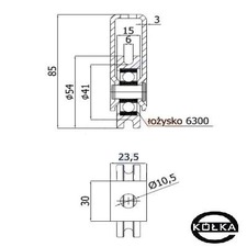 Rolka metalowa z mocowaniem fi. 54mm o. kulkowe    CMM54/6