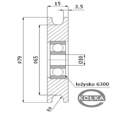 Rolka metalowa fi. 79mm o. kulkowe    CM79/8