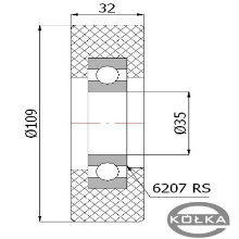Rolka poliuretanowa z oyskiem fi. 109mm          RP-109-32/35