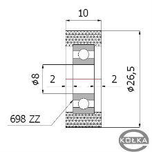 Rolka poliuretanowa z oyskiem fi. 26,5mm        RP-26,5-10/8