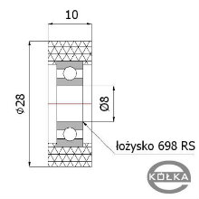 Rolka poliuretanowa z oyskiem fi. 28mm      RP-28-10/8