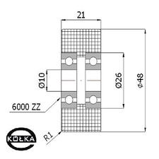 Rolka tworzywowa podwjnie uoyskowana fi.48mm    R-48-22/10