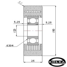 Rolka tworzywowa poliuretanowa fi.90mm           RPC-90