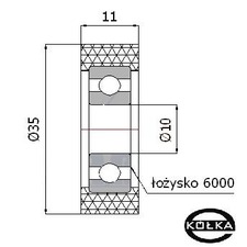 Rolka poliuretanowa z oyskiem fi. 35mm           RP-35-11/10