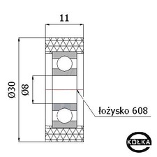 Rolka poliuretanowa z oyskiem fi. 30mm        RP-30-11/8