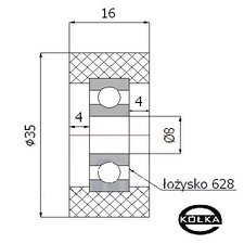 Rolka poliuretanowa z oyskiem fi. 35mm        RP-35-16/8