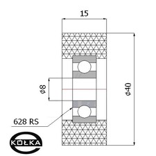 Rolka poliuretanowa z oyskiem fi. 40mm          RP-40-15/8