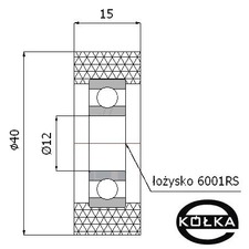 Rolka poliuretanowa z oyskiem fi. 40mm         RP-40-15/12