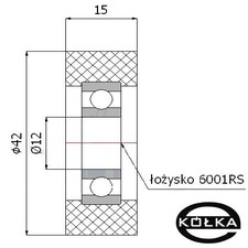 Rolka poliuretanowa z oyskiem fi. 42mm          RP-42-15/12
