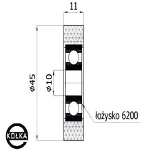 Rolka poliuretanowa z oyskiem fi. 45mm         RP-45-11/10