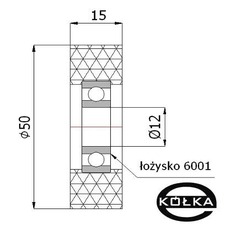 Rolka poliuretanowa z oyskiem fi. 50 mm         RP-50-15/12