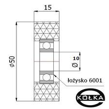 Rolka poliuretanowa z oyskiem fi. 50mm        RP-50-15/10