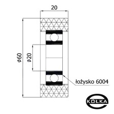Rolka poliuretanowa z oyskiem fi. 60mm             RP-60-20/20