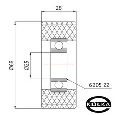 Rolka poliuretanowa z oyskiem fi. 68mm           RP-68-28/25