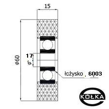 Rolka poliuretanowa z oyskiem fi. 60mm             RP-60-15/17