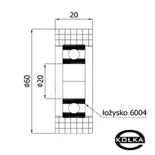 Rolka tworzywowa prosta fi. 60mm z oyskiem      R-60-20/20