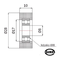 Rolka tworzywowa prosta fi. 28mm z oyskiem         R-28/8