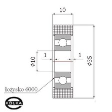 Rolka tworzywowa prosta fi. 35mm z oyskiem         R-35-10/10