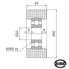 Rolka tworzywowa prosta fi. 40mm z oyskiem         R-40-16/10