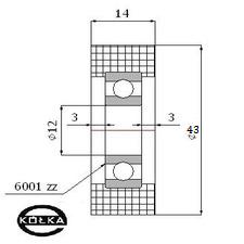 Rolka tworzywowa prosta fi. 43mm z oyskiem         R-43