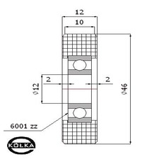 Rolka tworzywowa prosta fi. 46mm z oyskiem       R-46