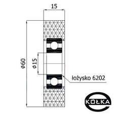 Rolka tworzywowa prosta fi. 60mm z oyskiem       R-60-15/15