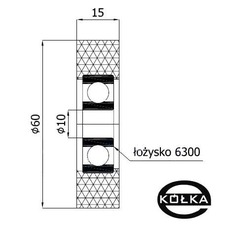 Rolka tworzywowa prosta fi. 60mm z oyskiem       R-60-15/10