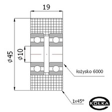 Rolka tworzywowa podwjnie uoyskowana fi.45 mm    R-45-19/10