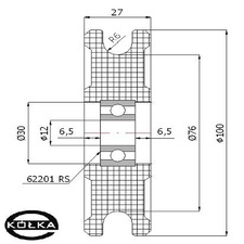 Rolka fi.100mm tworzywowa profilowana uoyskowana   C100/12